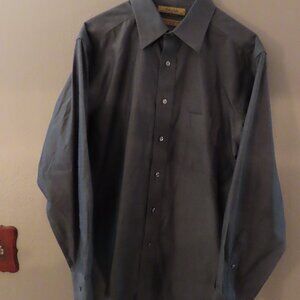 Roundtree & Yorke; Gold Label; Men's Long Sleeve Shirt; Gry; 15 1/2x33; Buttons